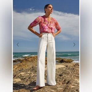 Johnny Was The Braided Wide Leg Jeans White 30